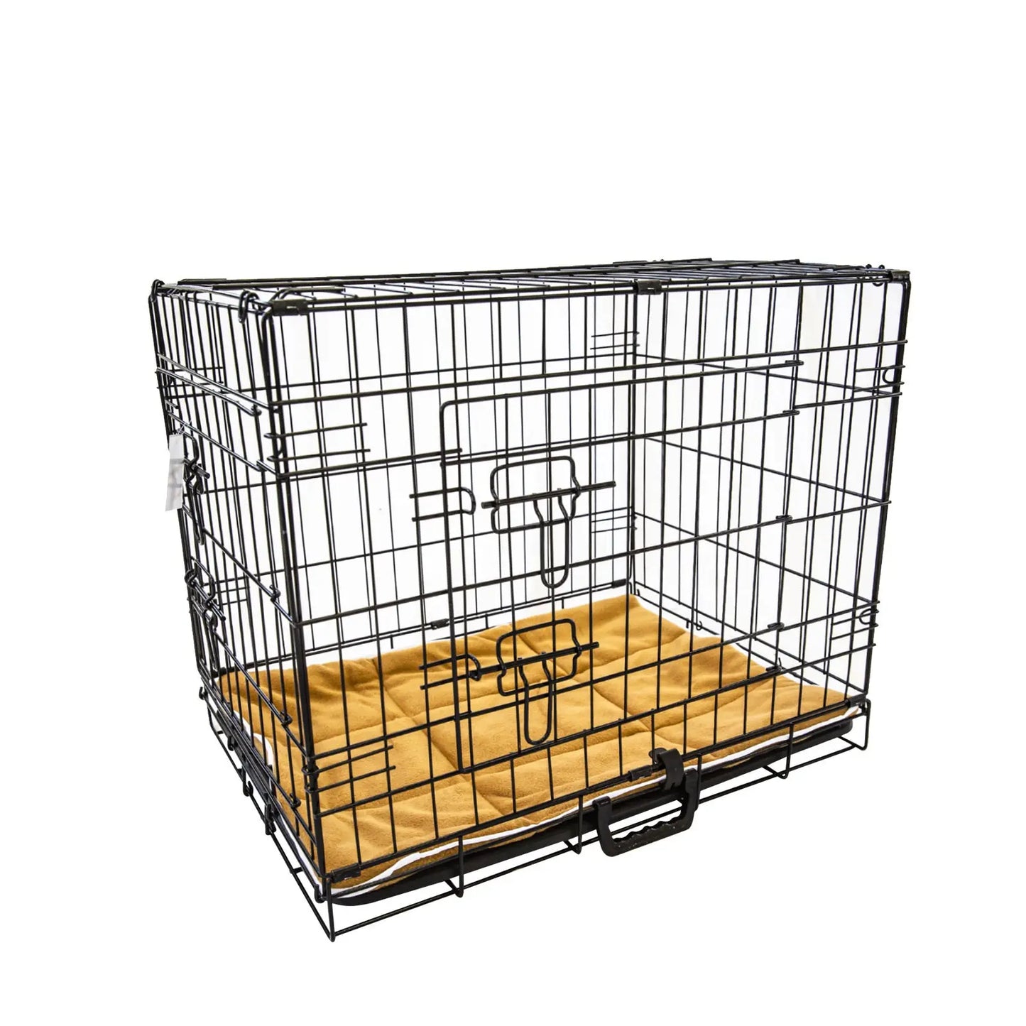 Wire Dog Cage Foldable Crate Kennel 24in with Tray + Cushion Mat Combo - Paws & Palettes