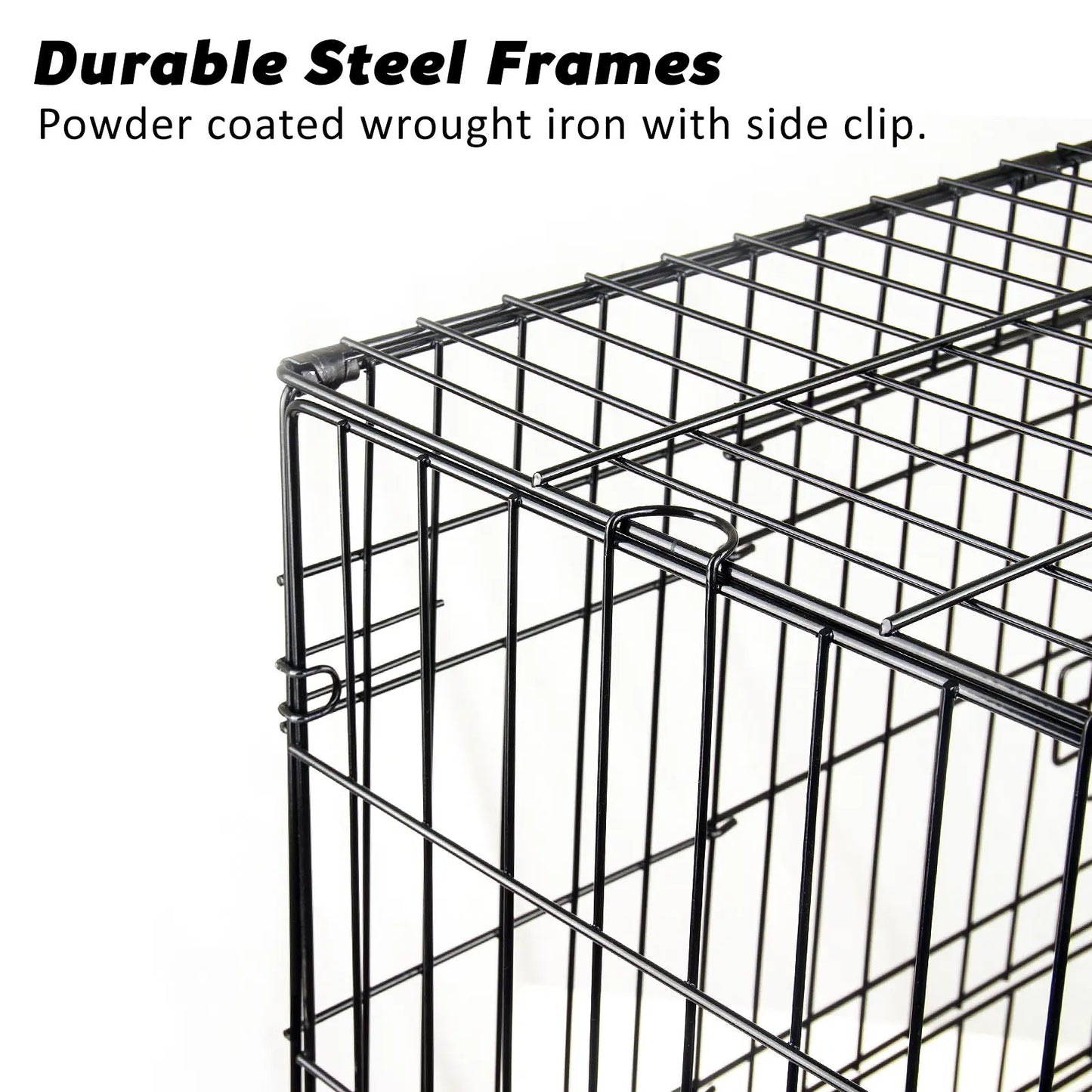 Wire Dog Cage Foldable Crate Kennel 24in with Tray + Cushion Mat Combo - Paws & Palettes