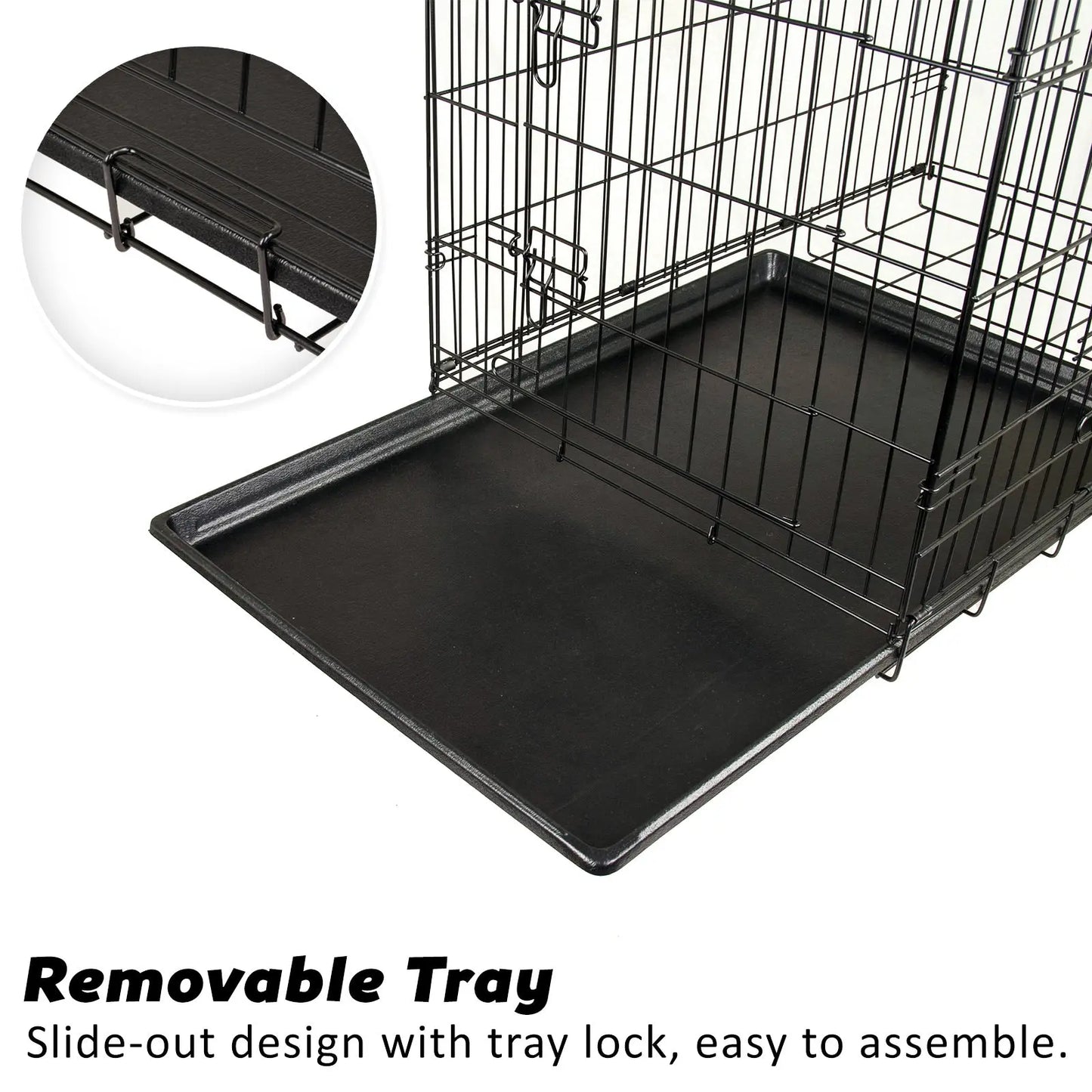 Wire Dog Cage Foldable Crate Kennel 24in with Tray + Cushion Mat Combo - Paws & Palettes