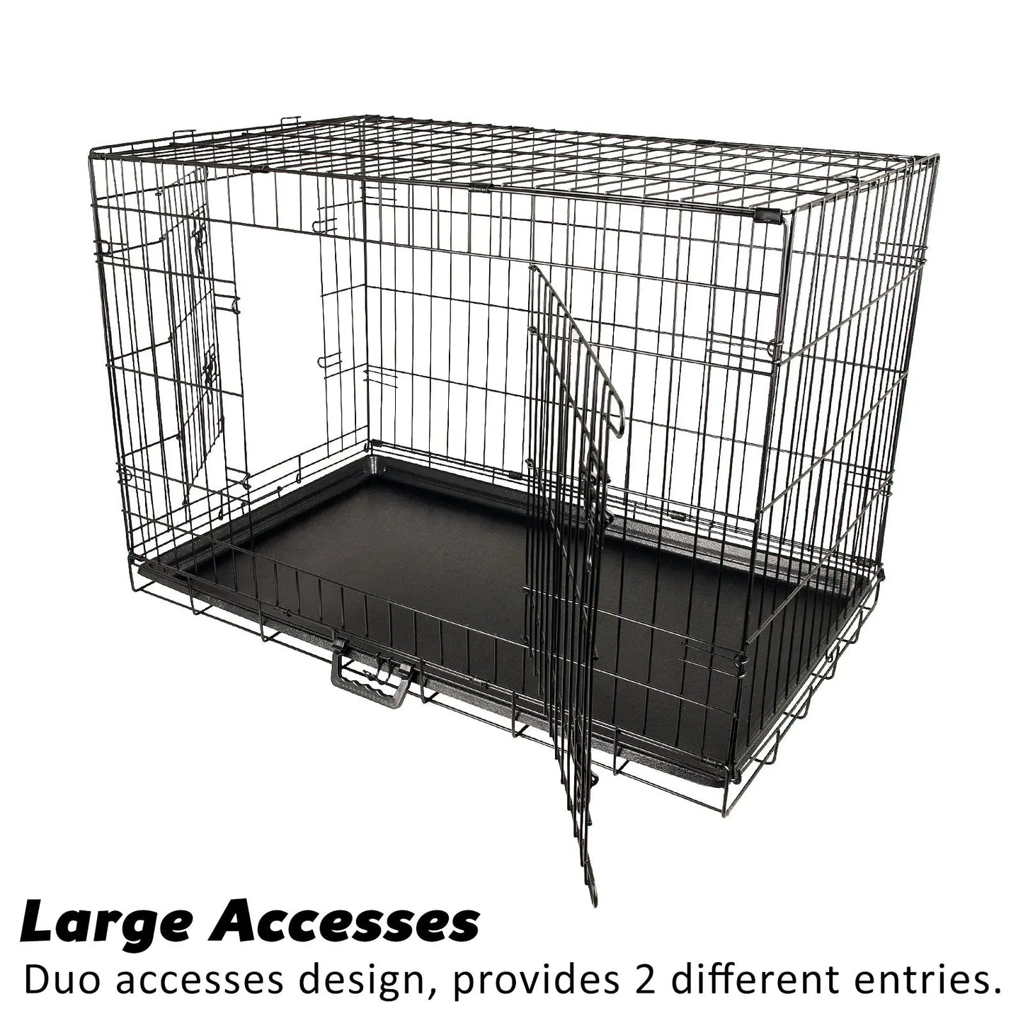 Wire Dog Cage Foldable Crate Kennel 24in with Tray + Cushion Mat Combo - Paws & Palettes