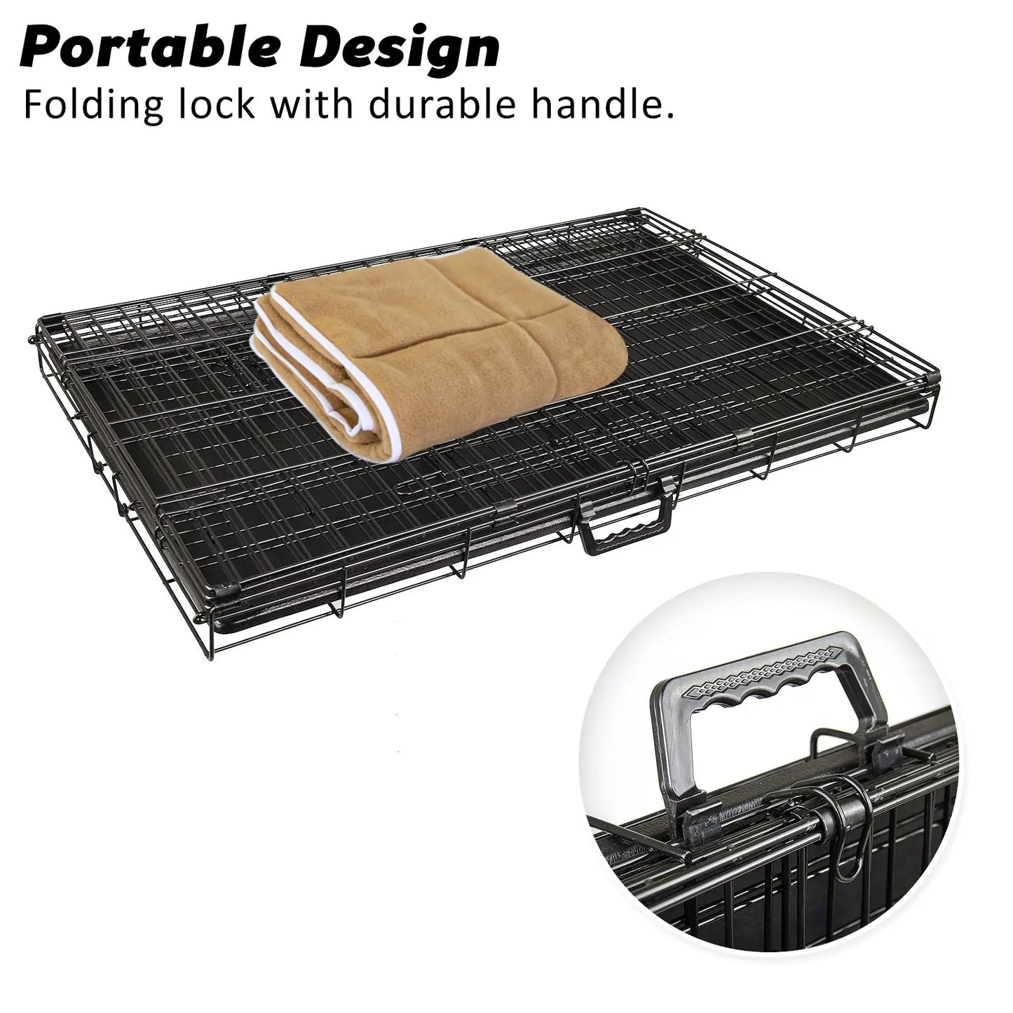 Wire Dog Cage Foldable Crate Kennel 24in with Tray + Cushion Mat Combo - Paws & Palettes