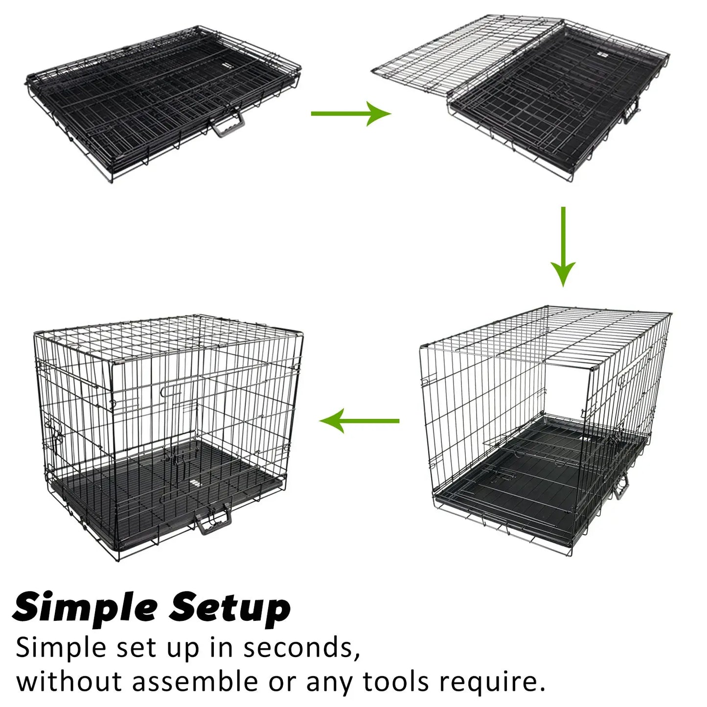 Wire Dog Cage Foldable Crate Kennel 24in with Tray + Cushion Mat Combo - Paws & Palettes