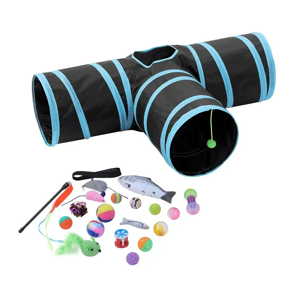 YES4PETS Pet Cat Toys Tri-Tunnel Collapsible Tent Training Play Kitten Rabbit Tubes Dropshipzone
