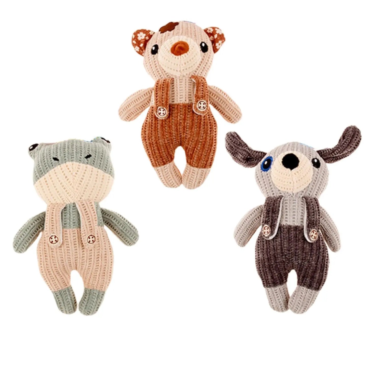3 x Pet Puppy Dog Toy Play Animal Plush Toy Soft Squeaky 25 cm Toy - Paws & Palettes