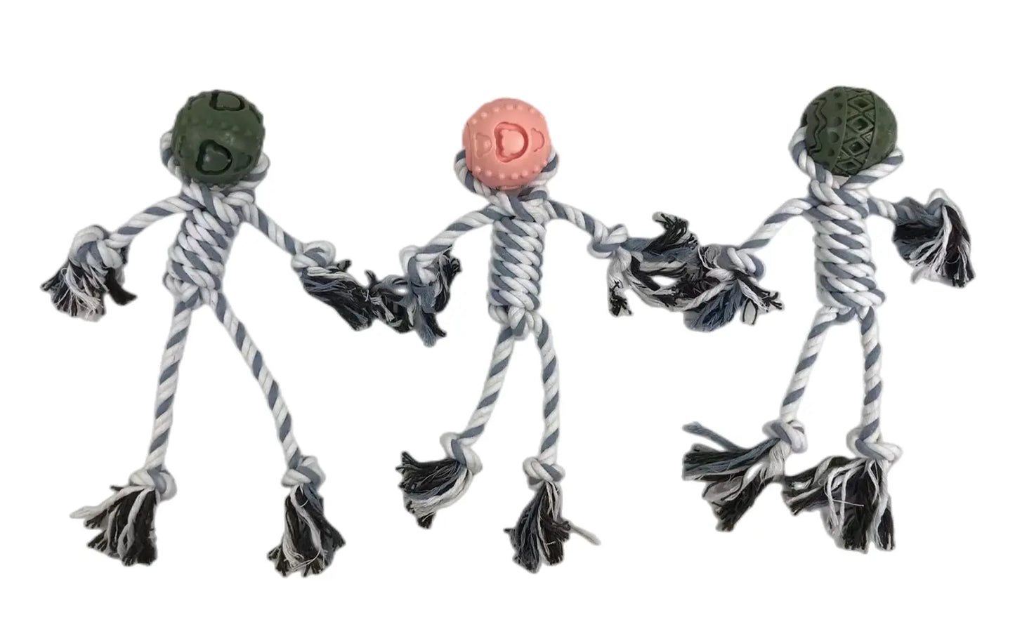 YES4PETS 3 x Pet Puppy Dog Toy Play Toy Rubber Ball Knotted Rope Toy - Paws & Palettes