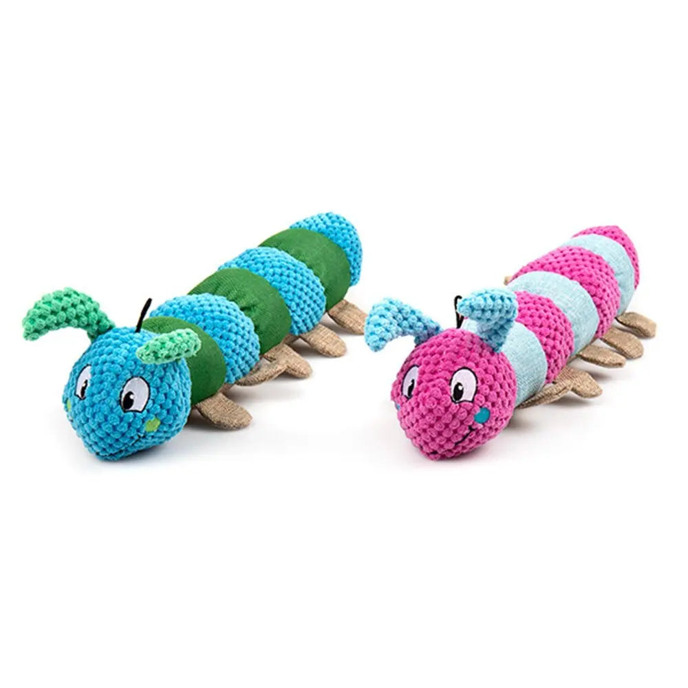 YES4PETS 2 x Pet Puppy Dog Toy Play Animal Plush Toy Soft Squeaky Plush Crinkle Caterpillar Toy - Paws & Palettes
