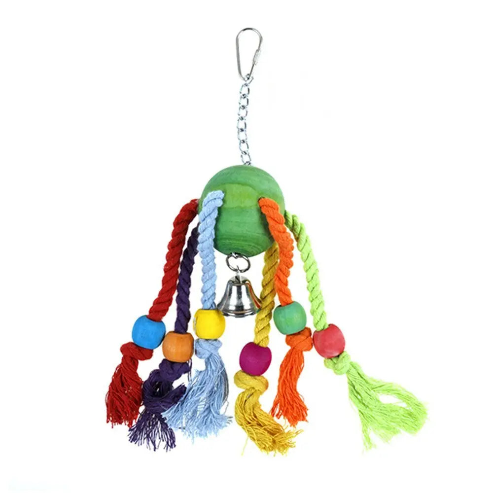 YES4PETS 3 x Wood Small Hanging Swing Bird Parrot Parakeet Cockatiel Budgie Rope Toy - Paws & Palettes