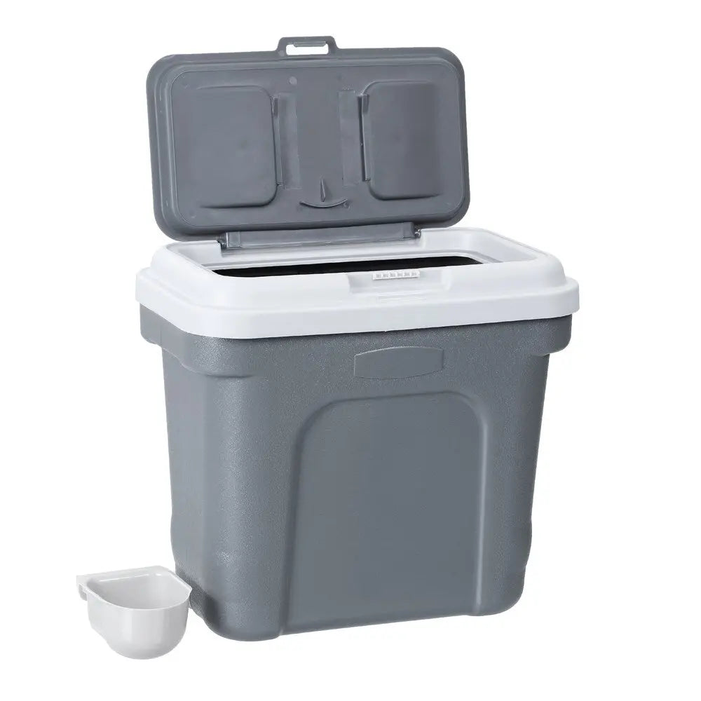 30L Pet Dogs Puppy Food Storage Storer Container w/ Scoop Grey - Paws & Palettes