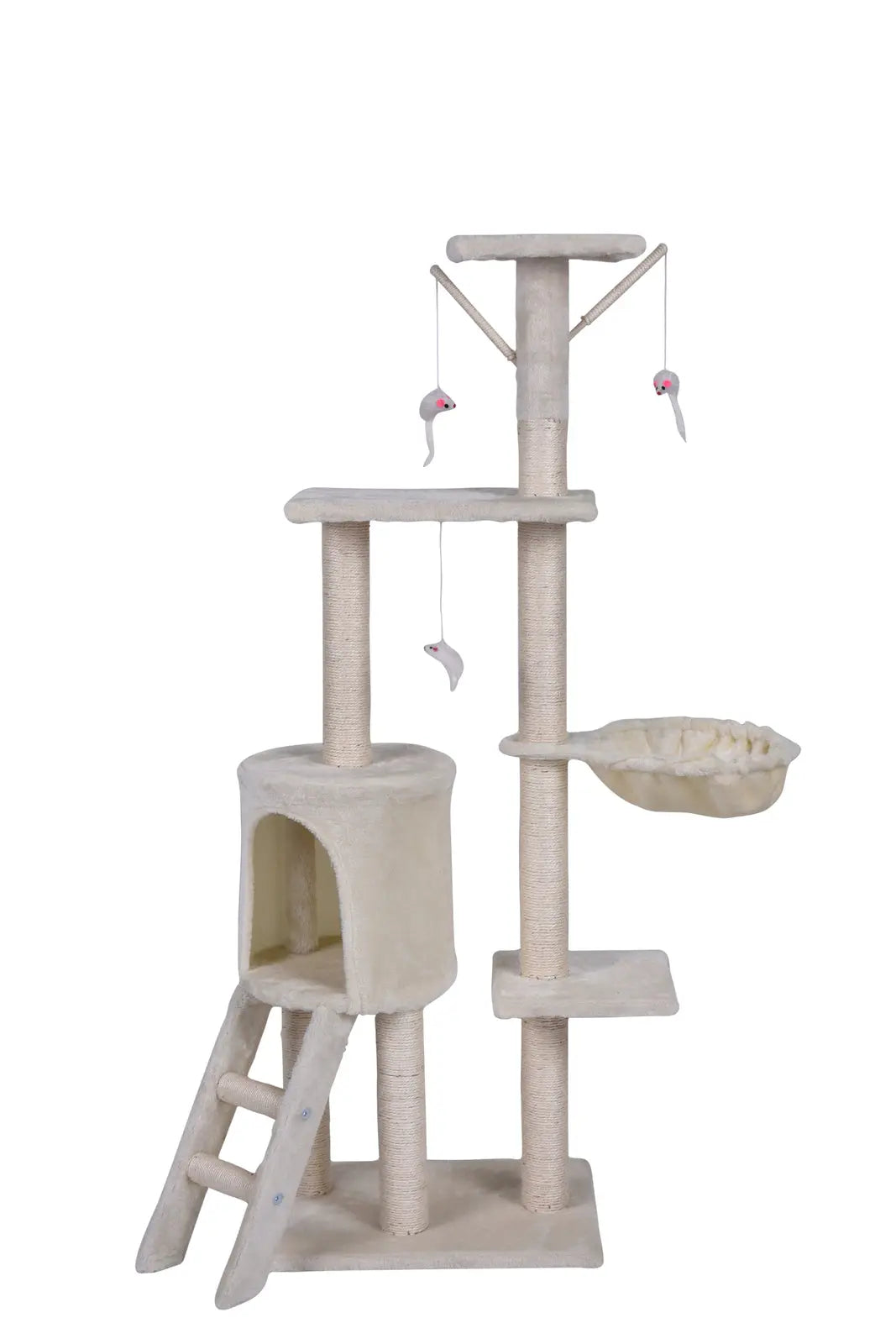 YES4PETS 138cm Cat Scratching Post Tree Post House Tower with Ladder-Beige - Paws & Palettes