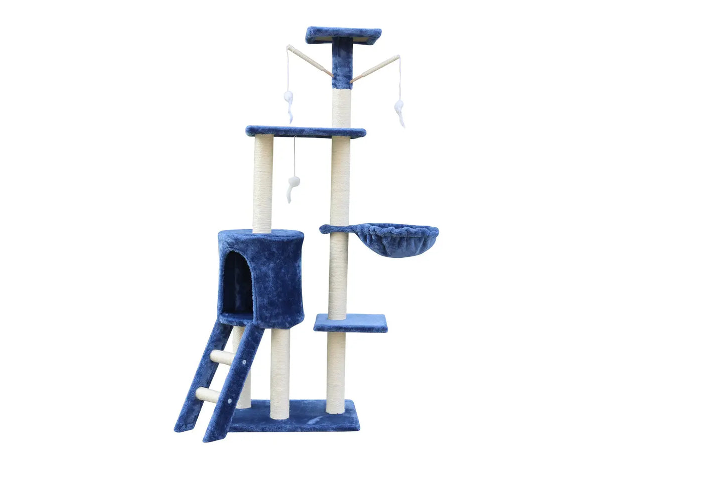 YES4PETS 138cm Cat Scratching Post Tree Post House Tower with Ladder-Blue - Paws & Palettes