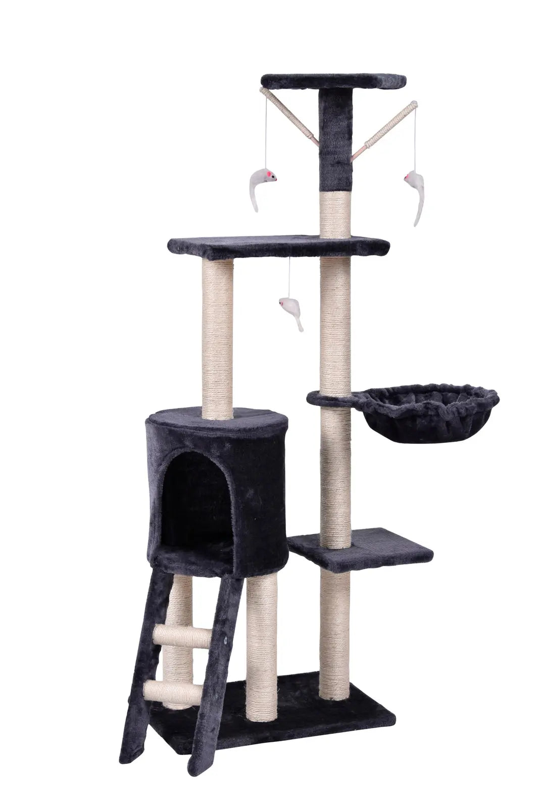 YES4PETS 138cm Cat Scratching Post Tree Post House Tower with Ladder-Grey - Paws & Palettes