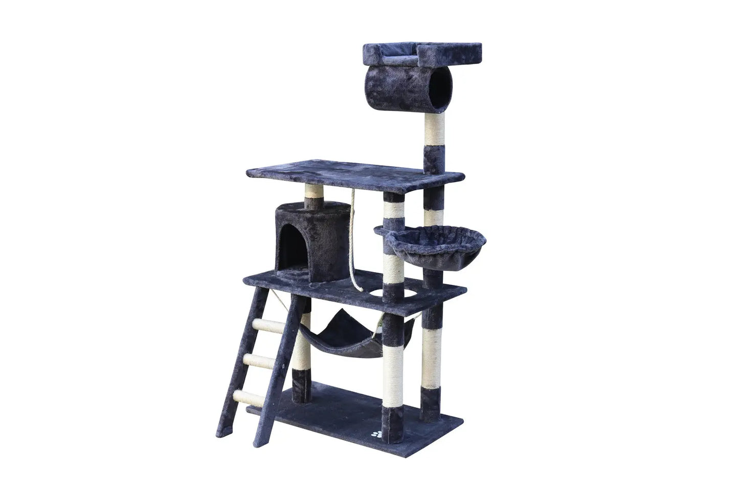 YES4PETS 140 cm Cat Scratching Post Tree W ladder & Hammock Grey - Paws & Palettes