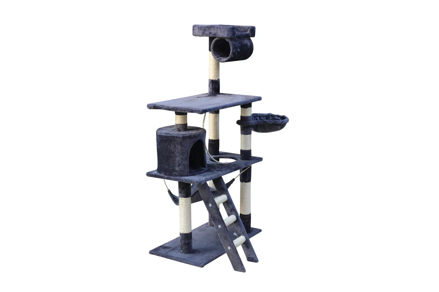 YES4PETS 140 cm Cat Scratching Post Tree W ladder & Hammock Grey - Paws & Palettes