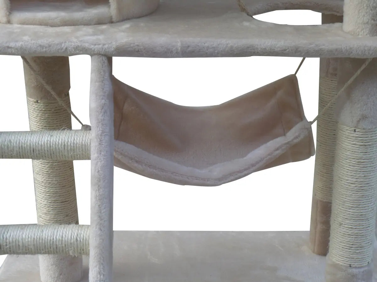 YES4PETS 140 cm Cat Scratching Post Tree W ladder & Hammock-Beige - Paws & Palettes