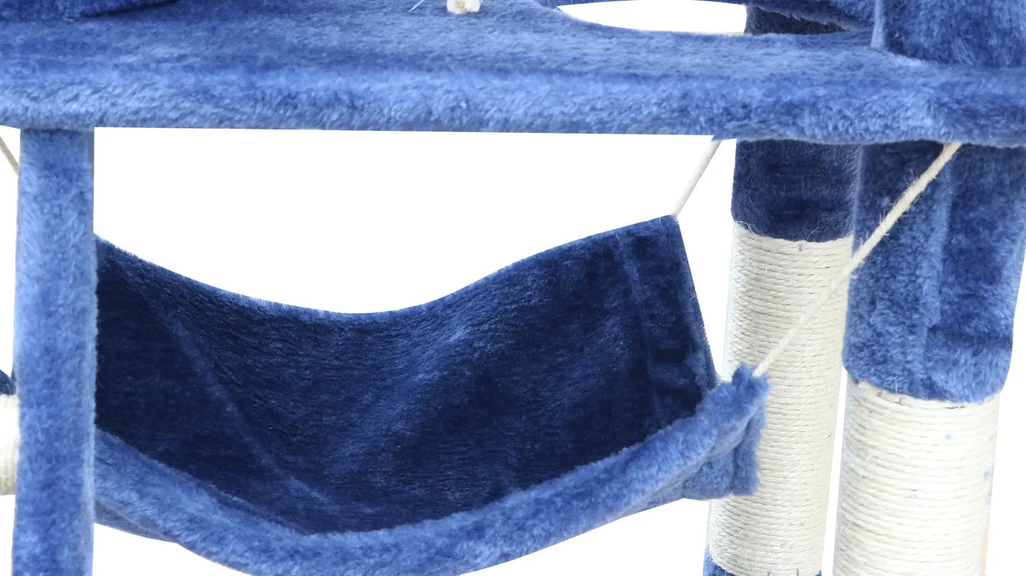 YES4PETS 140 cm Cat Kitten Scratching Post Tree W ladder & Hammock-Blue - Paws & Palettes
