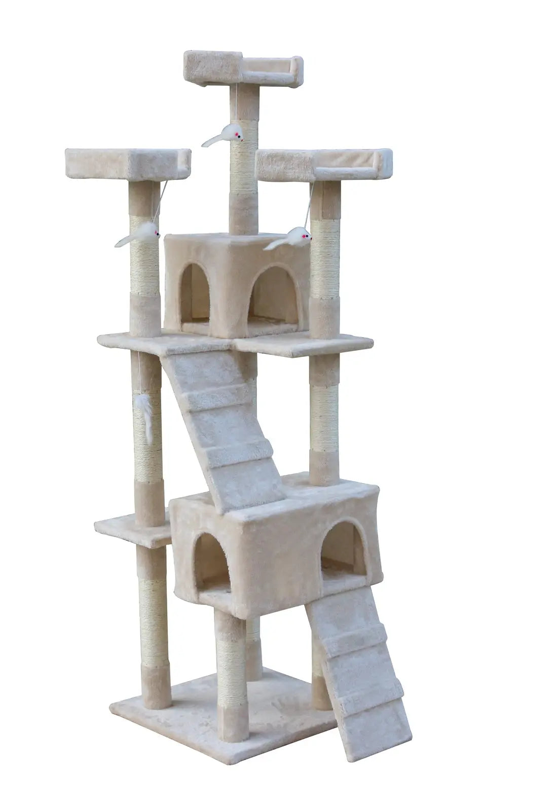 YES4PETS 170cm Cat Scratching Post Tree Post House Tower with Ladder Furniture Beige - Paws & Palettes