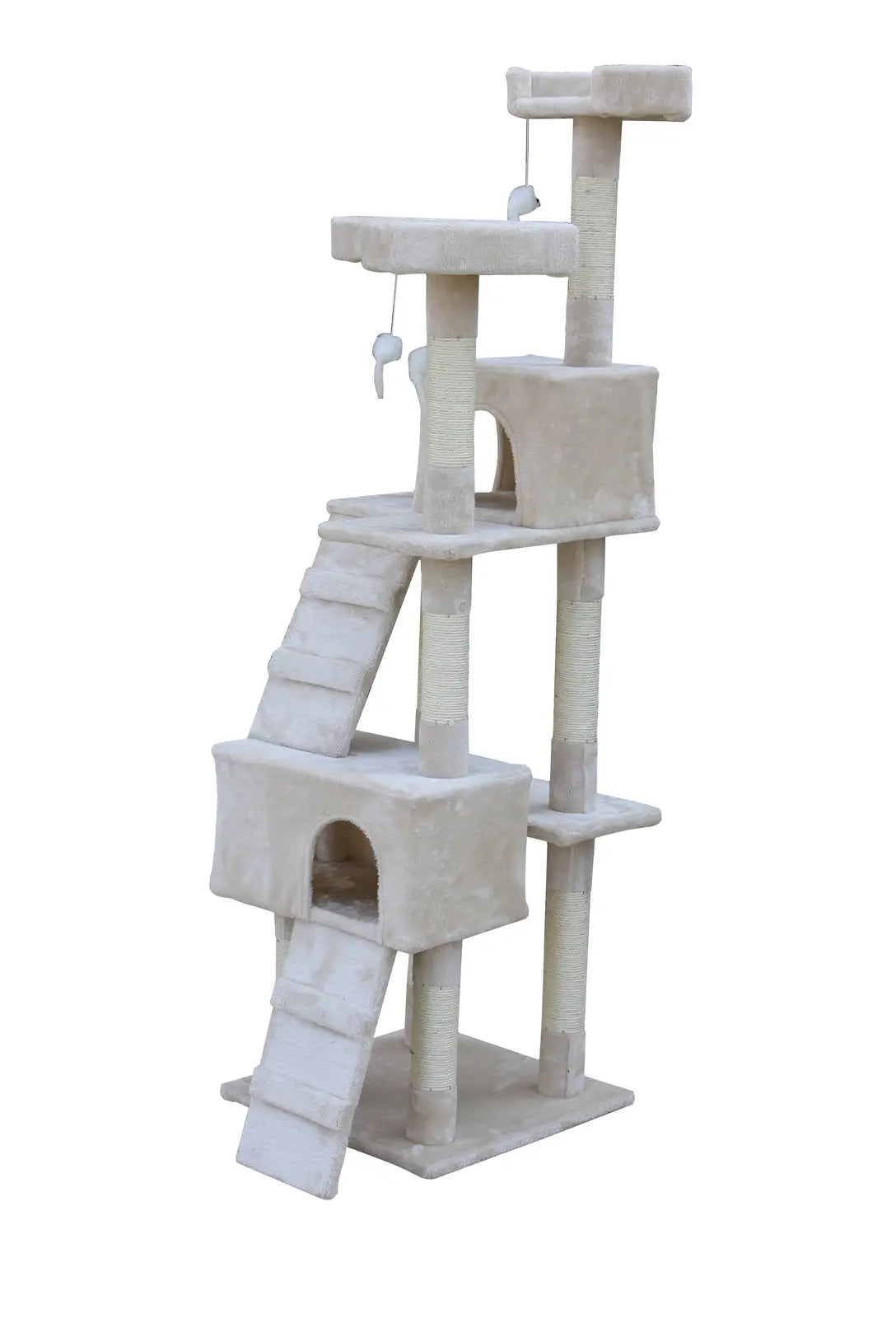 YES4PETS 170cm Cat Scratching Post Tree Post House Tower with Ladder Furniture Beige - Paws & Palettes