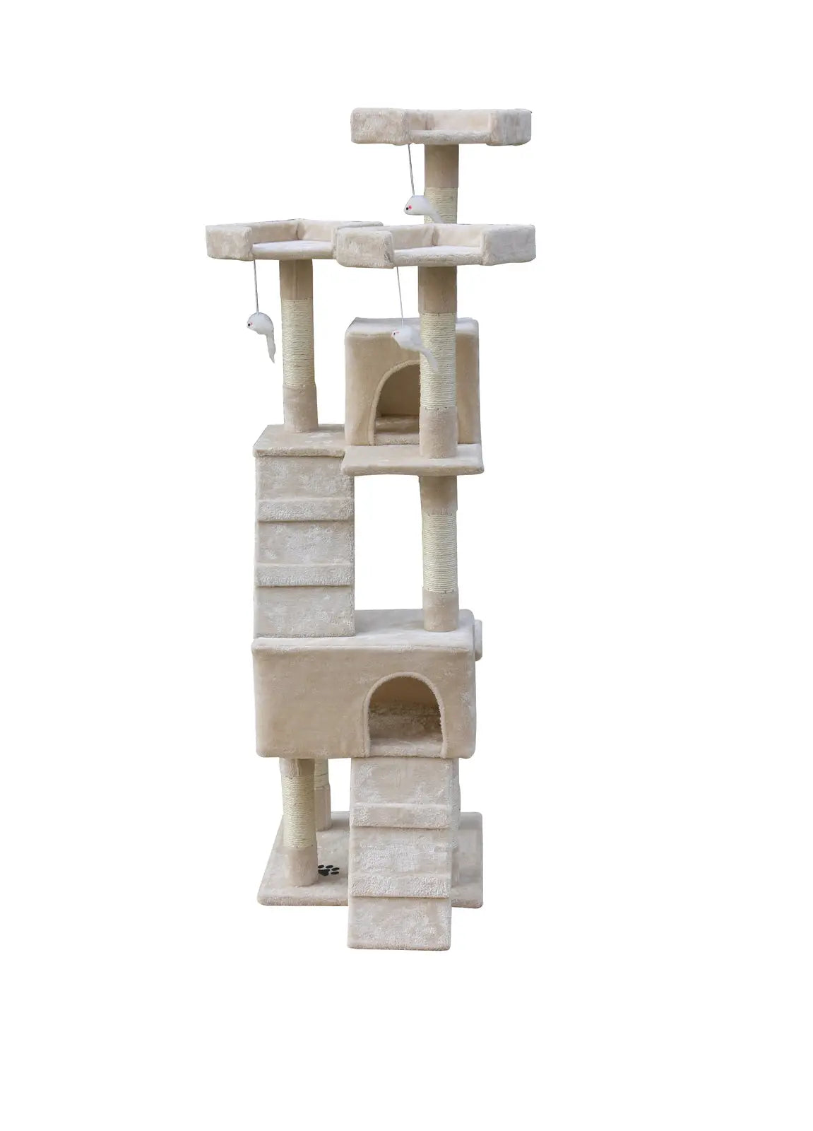 YES4PETS 170cm Cat Scratching Post Tree Post House Tower with Ladder Furniture Beige - Paws & Palettes