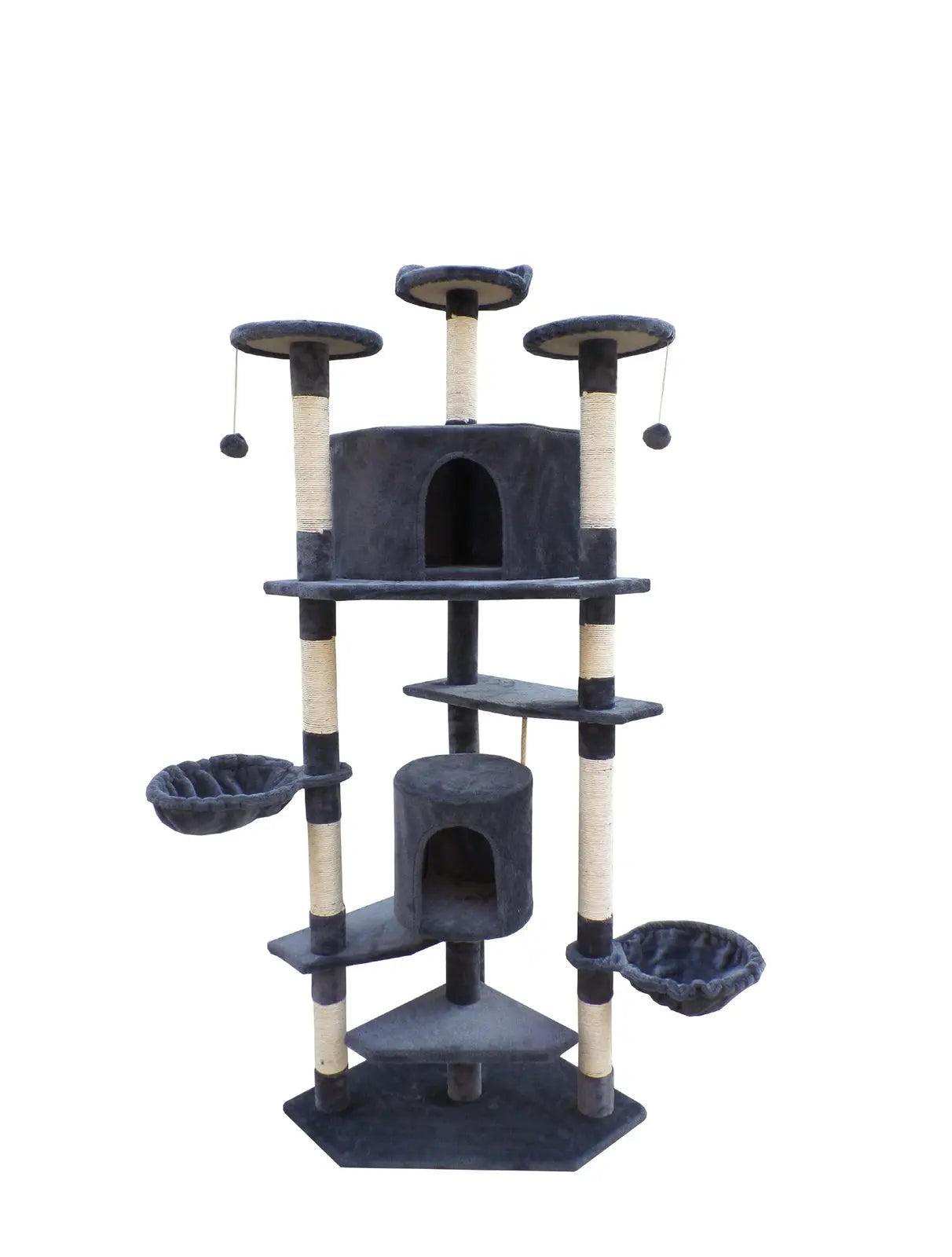 YES4PETS 200 cm Cat Scratching Post Tree Scratcher Corner Tower Furniture- Grey - Paws & Palettes