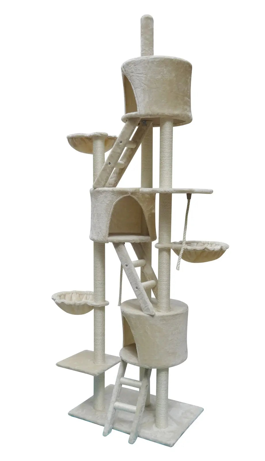 YES4PETS 244 cm XL Multi Level Cat Scratching Post Tree Scratcher Pole- Beige - Paws & Palettes