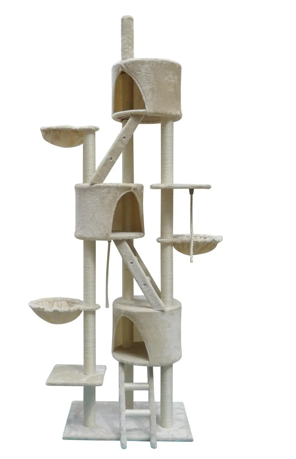 YES4PETS 244 cm XL Multi Level Cat Scratching Post Tree Scratcher Pole- Beige - Paws & Palettes