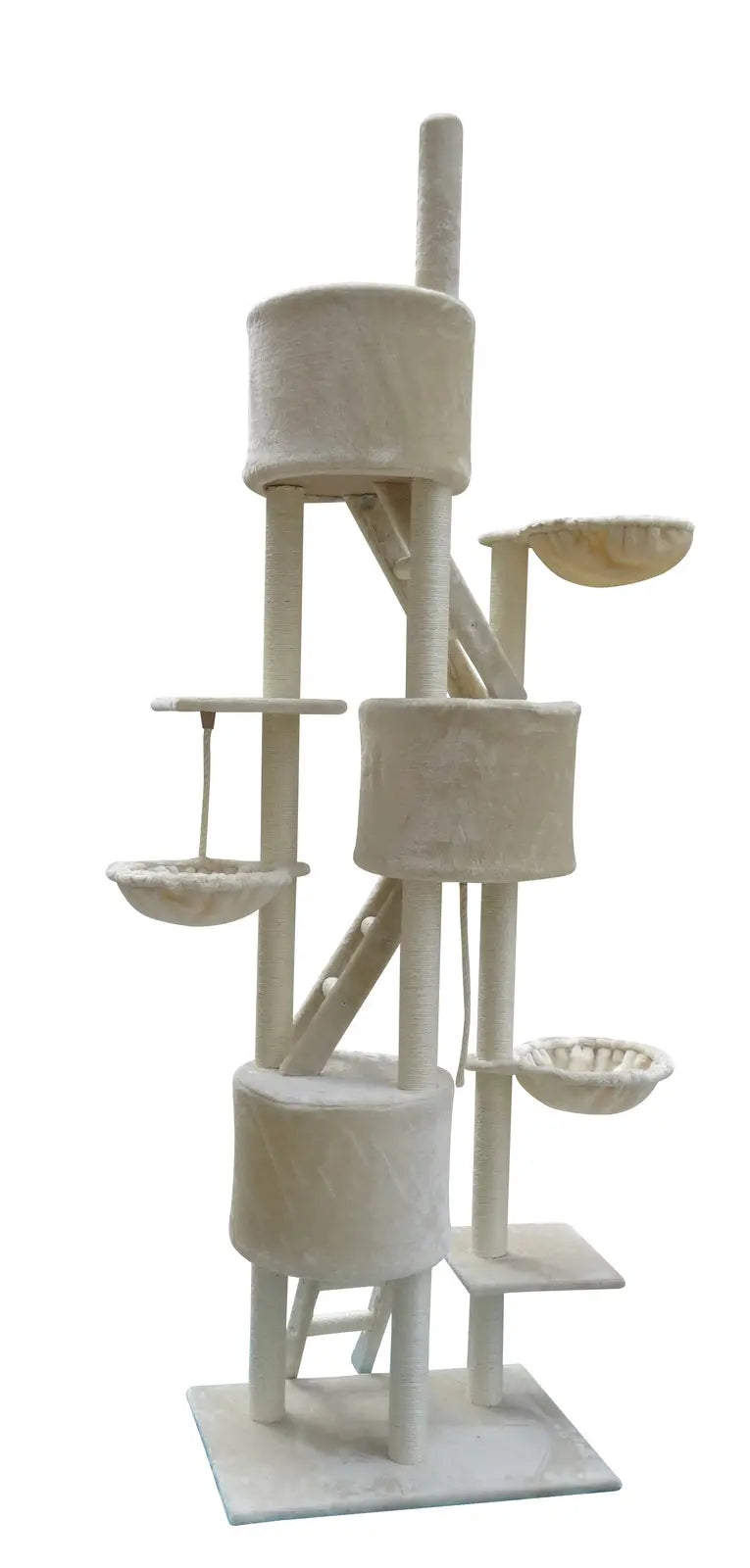 YES4PETS 244 cm XL Multi Level Cat Scratching Post Tree Scratcher Pole- Beige - Paws & Palettes