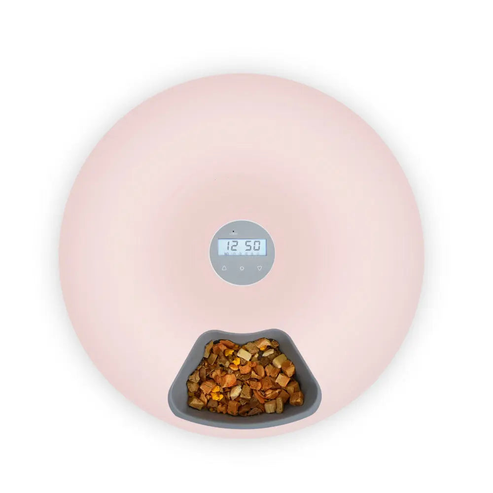 6 Meal Automatic Pet Dog Cat Food Feeder Dispenser with Programmable Timer Pink - Paws & Palettes