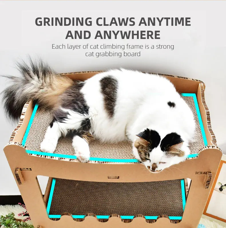YES4PETS Cat Cardboard House Tower Condo Scratcher Pet Post Furniture Double Storey - Paws & Palettes