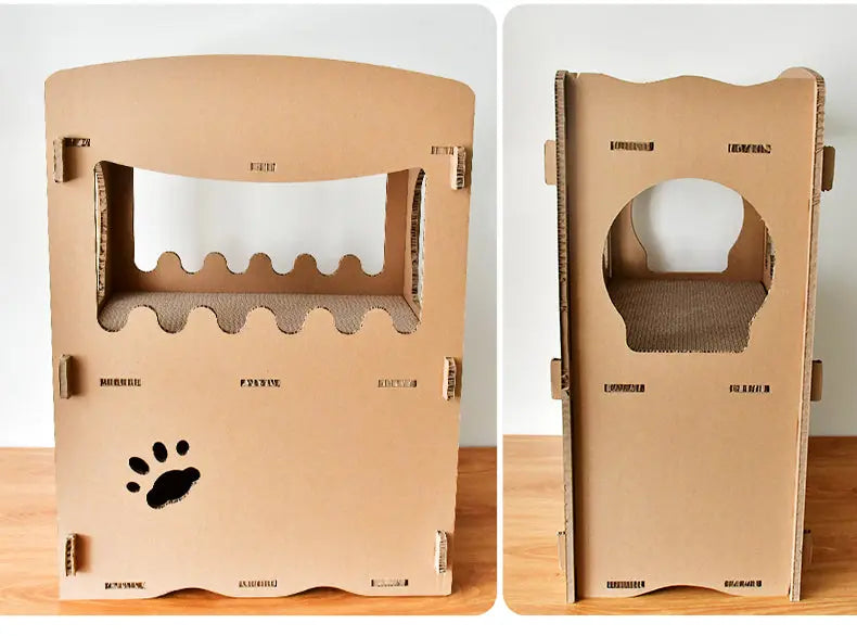 YES4PETS Cat Cardboard House Tower Condo Scratcher Pet Post Furniture Double Storey - Paws & Palettes
