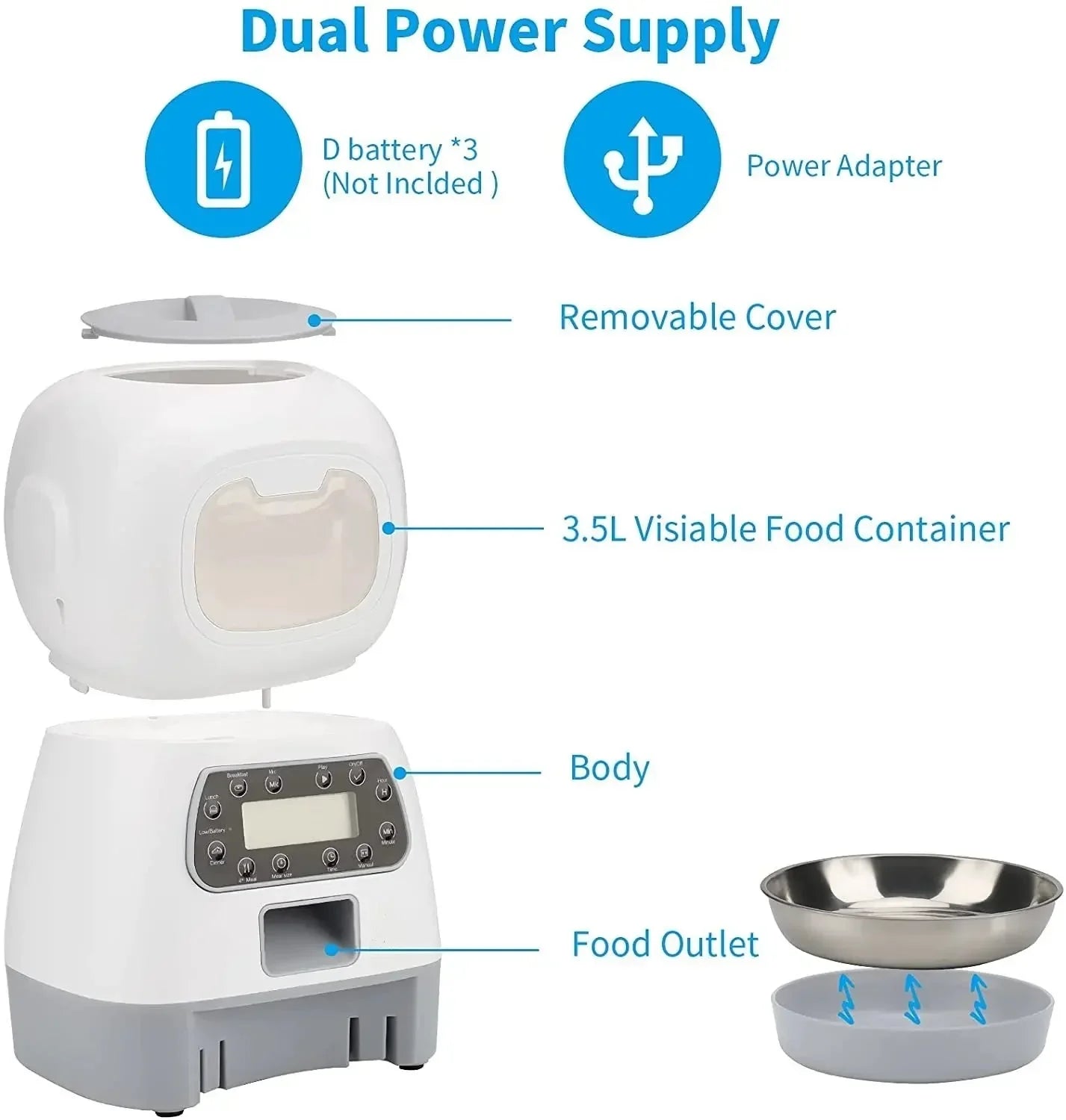 YES4PETS 3.5L Visible Automatic Digital Pet Dog Cat Feeder Food Bowl Dispenser Dropshipzone