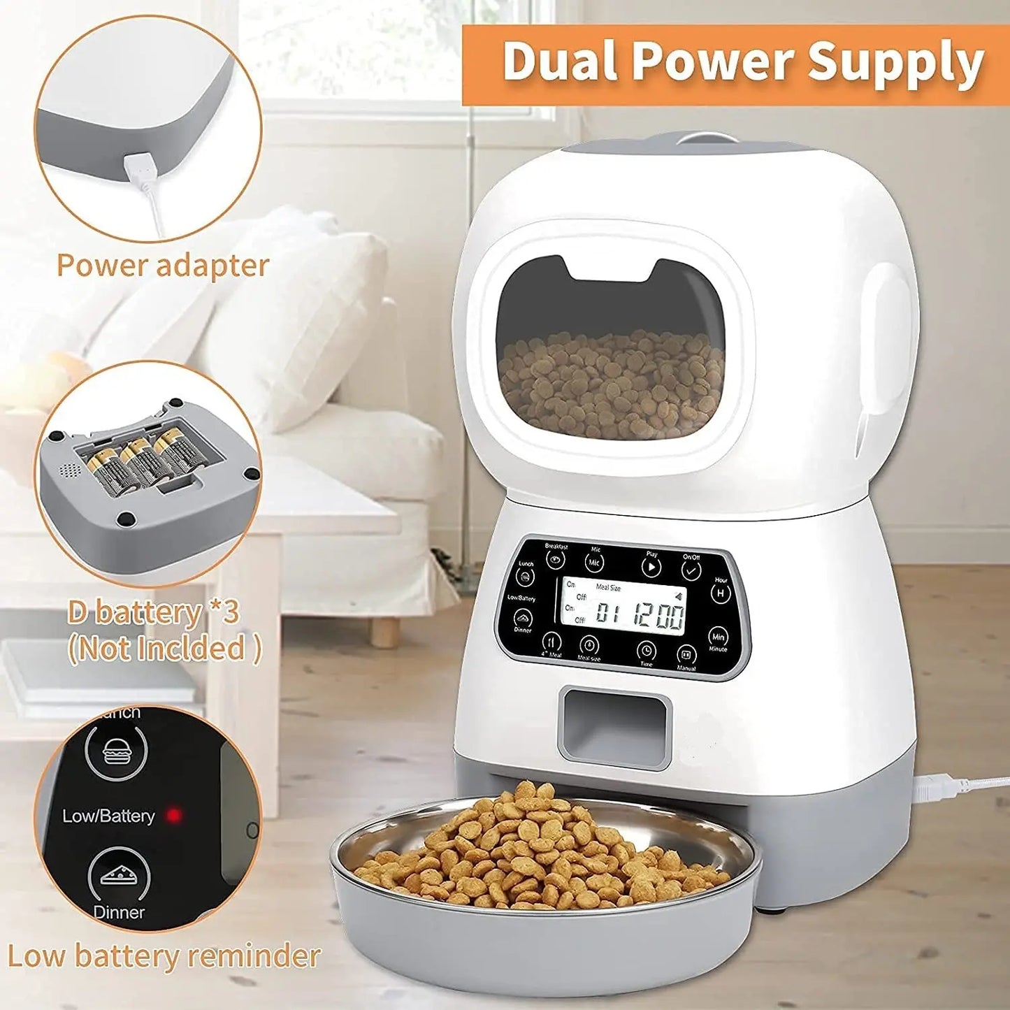 YES4PETS 3.5L Visible Automatic Digital Pet Dog Cat Feeder Food Bowl Dispenser - Paws & Palettes