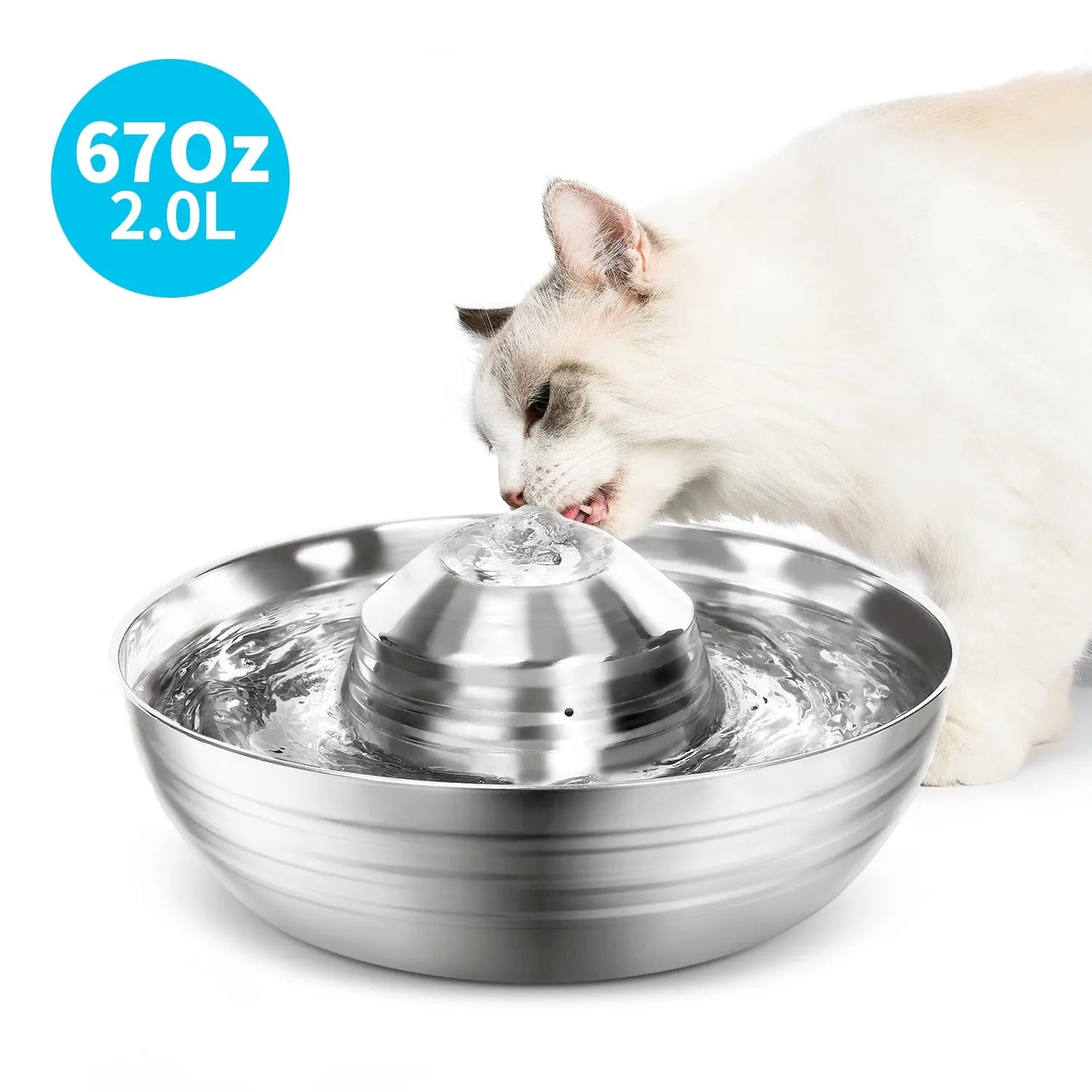 YES4PETS 2L Automatic Electric Pet Water Fountain Dog Cat Stainless Steel Feeder Bowl Dispenser - Paws & Palettes