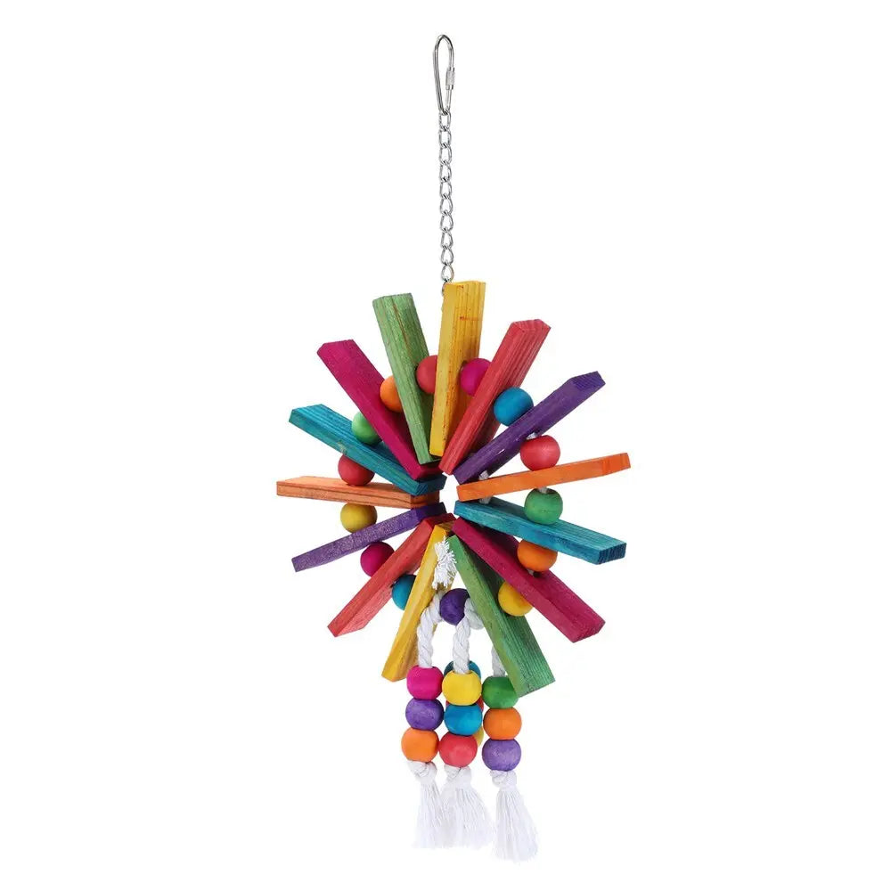 YES4PETS 4 X Assorted Wood Large Hanging Swing Bird Parrot Parakeet Cockatiel Budgie Toys - Paws & Palettes
