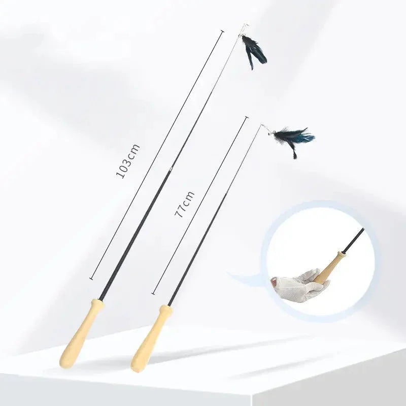 YES4PETS 2 X Pet Cat Toys Retractable Feathers Teaser Cat Stick Interactive Play Dropshipzone