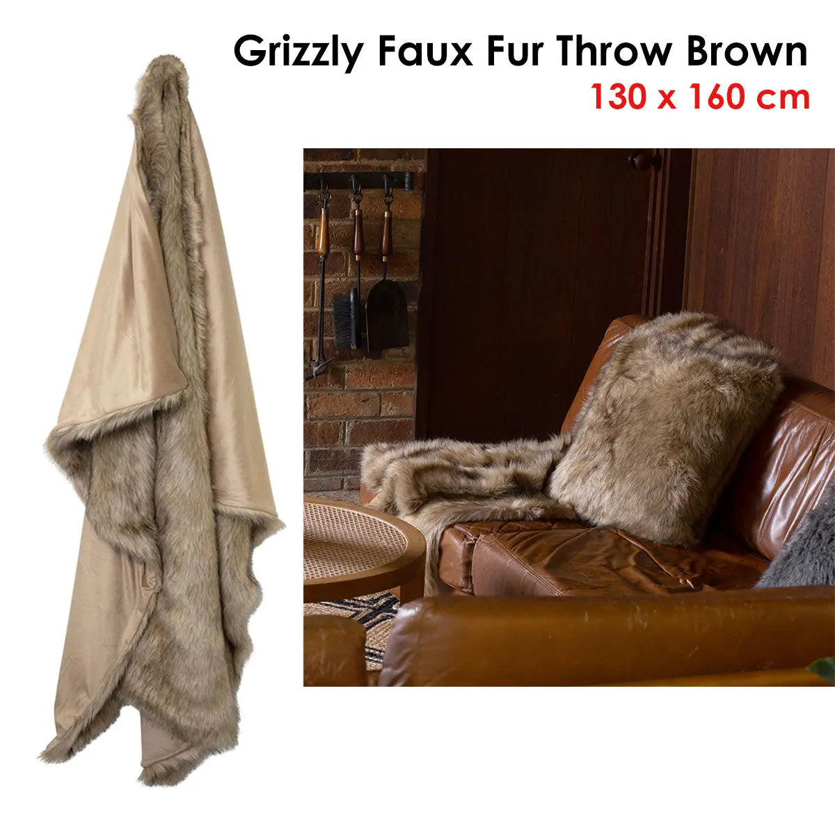 J.Elliot Home Grizzly Brown Faux Fur Throw - Paws & Palettes