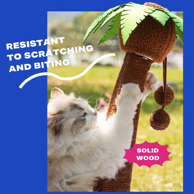 Wood coconut tree hammock cat bed dog bed cat scratching post toy pet nest - Paws & Palettes