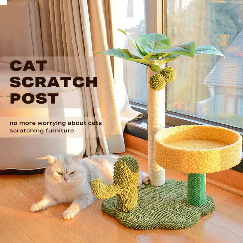 Coconut Cat Tree Tower Scratching Post Toys - Paws & Palettes