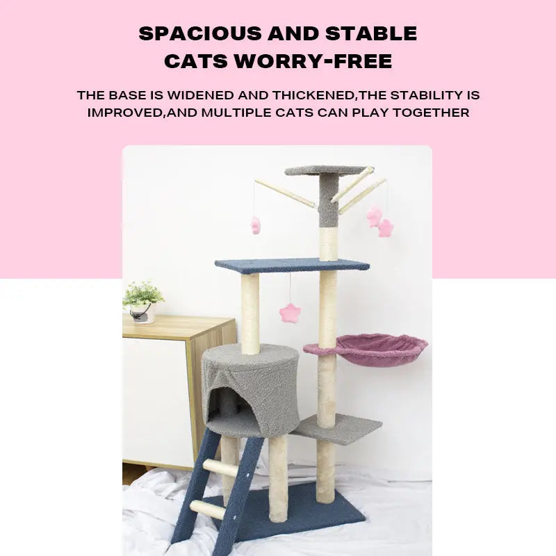 Cat Tree Tower Scratching Post House Bed - Paws & Palettes