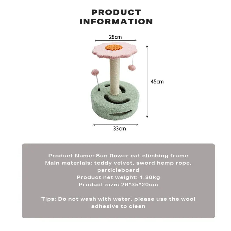 Pinkflower Cat Tree Tower Scratcher Toys - Paws & Palettes