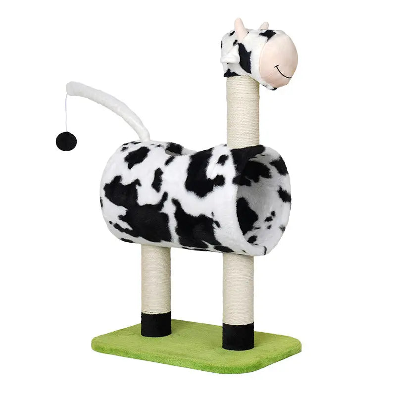 Cow Cat Tree Scratching Post Scratcher Tower Condo House Hanging Toys 86cm Condition: Brand New - Paws & Palettes