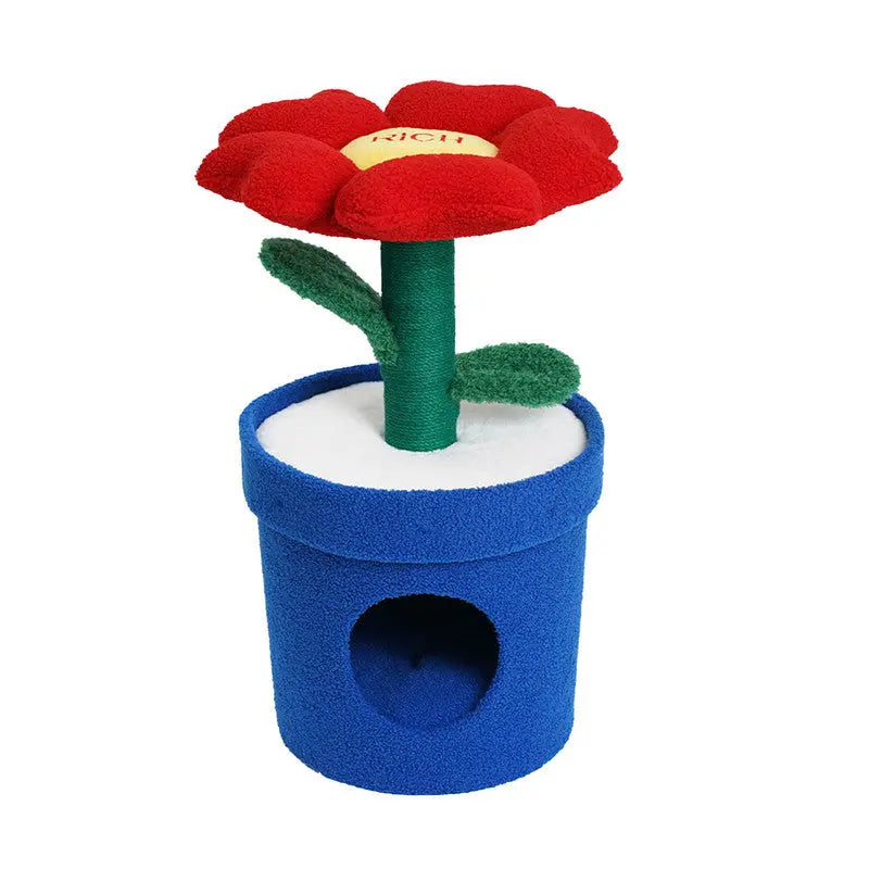 Rich Flower Cat Tree with Scratcher Pole Cat Tower with Hidaway Cat Bed Furbulous Cat Tree - Paws & Palettes