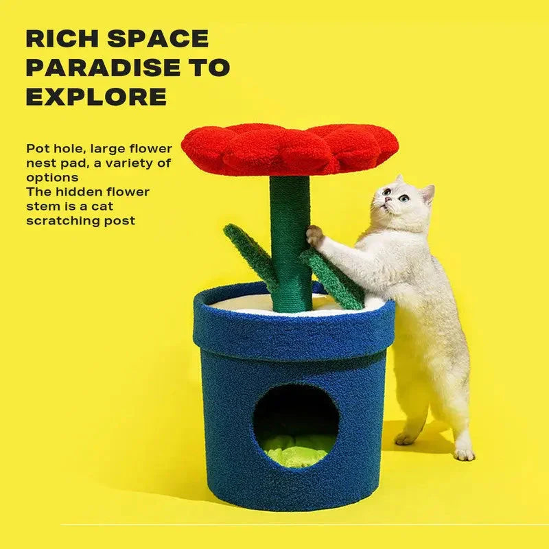 Rich Flower Cat Tree with Scratcher Pole Cat Tower with Hidaway Cat Bed Furbulous Cat Tree Dropshipzone