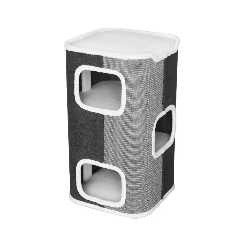 Tri-Level Square Cat Condo with Sherpa Lining Dropshipzone