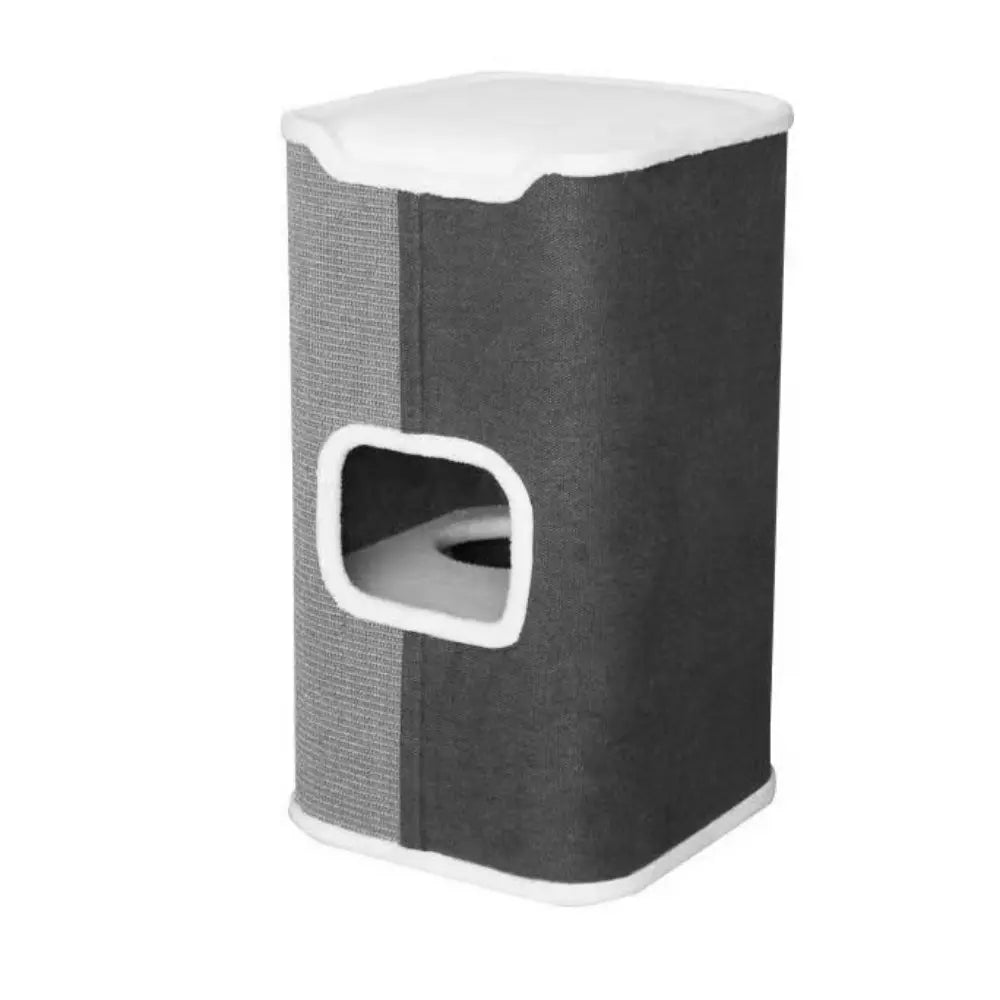 Tri-Level Square Cat Condo with Sherpa Lining - Paws & Palettes