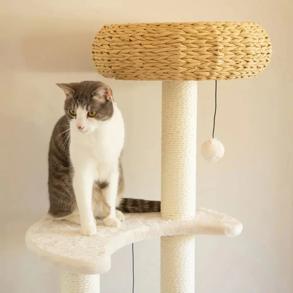 5-Platform Plush and Wicker Cat Tree Dropshipzone