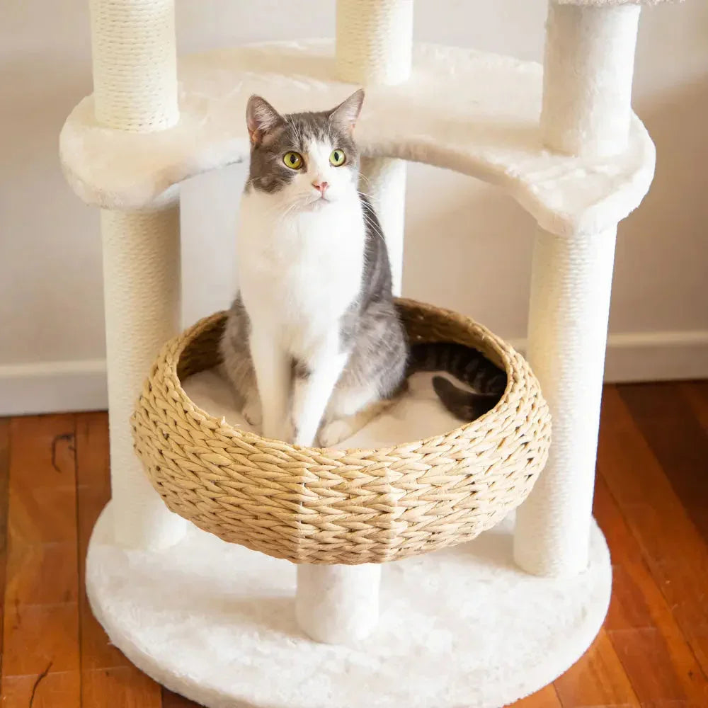 5-Platform Plush and Wicker Cat Tree Dropshipzone