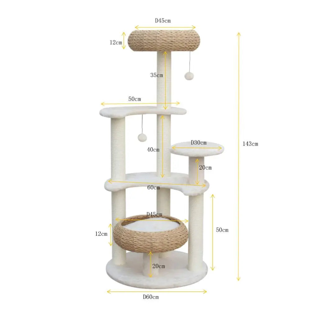 5-Platform Plush and Wicker Cat Tree - Paws & Palettes