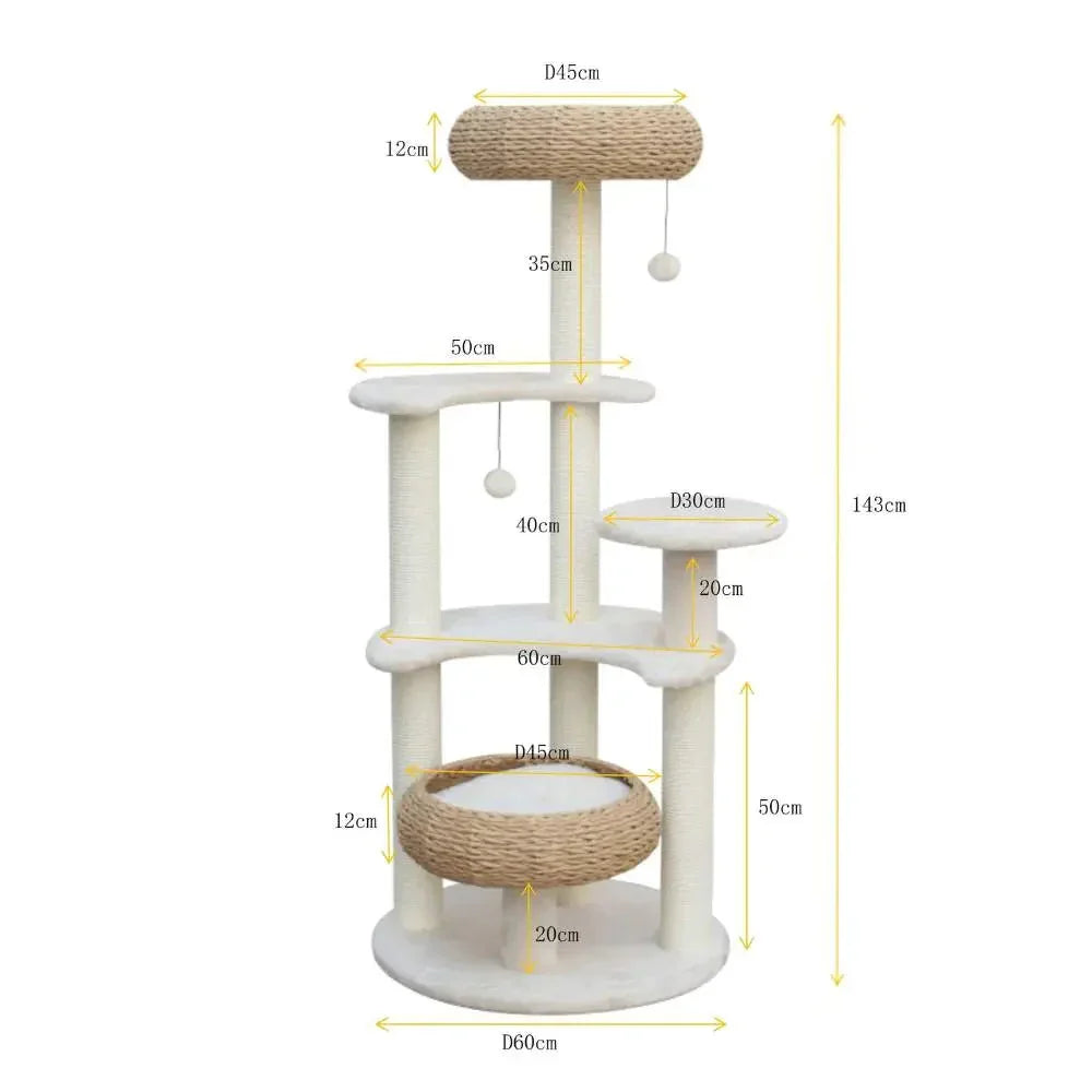 5-Platform Plush and Wicker Cat Tree Dropshipzone