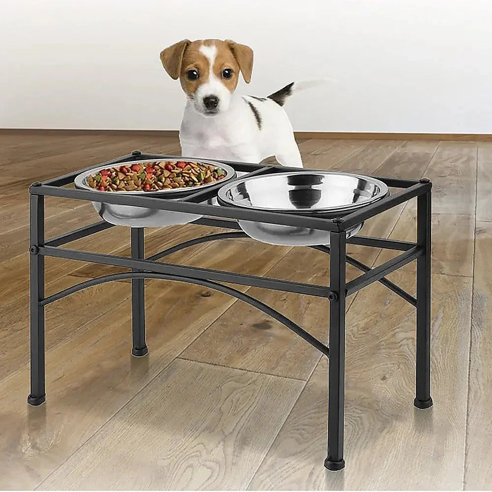 Dual Elevated Raised Pet Dog Puppy Feeder Bowl Stainless Steel Food Water Stand Dropshipzone