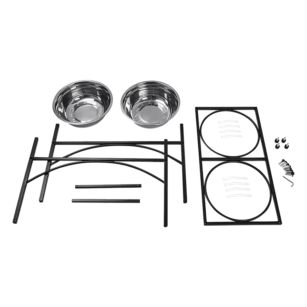 Dual Elevated Raised Pet Dog Puppy Feeder Bowl Stainless Steel Food Water Stand Dropshipzone